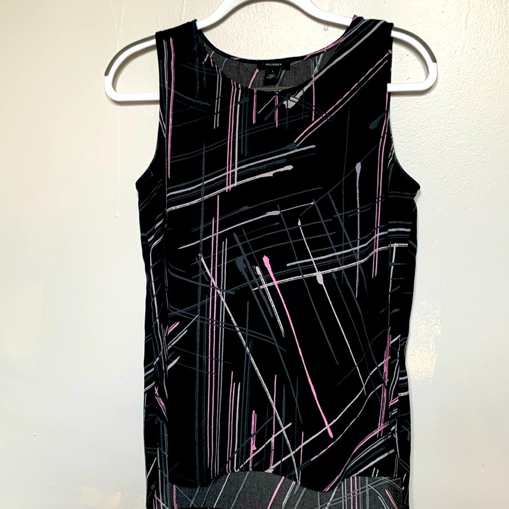 Halogen Black Abstract Sleeveless Blouse
